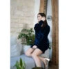 Robe Courte En Velours Manches Longues Femme - Bleu | 3 SUISSES