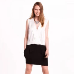 Robe Courte Sans Manches Bicolore 2 En 1 Femme See U Soon - Noir | 3 SUISSES