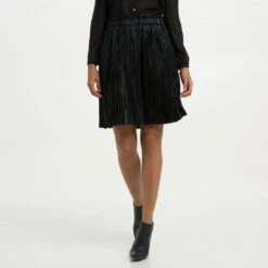 Jupe Plissé Soleil Effet Rayé Métallisé Femme See U Soon - Noir | 3 SUISSES