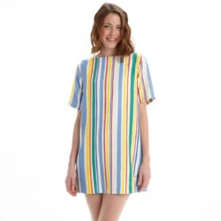 Robe Courte Rayures Multicolores Femme Pepe Jeans - Multicolore | 3 SUISSES