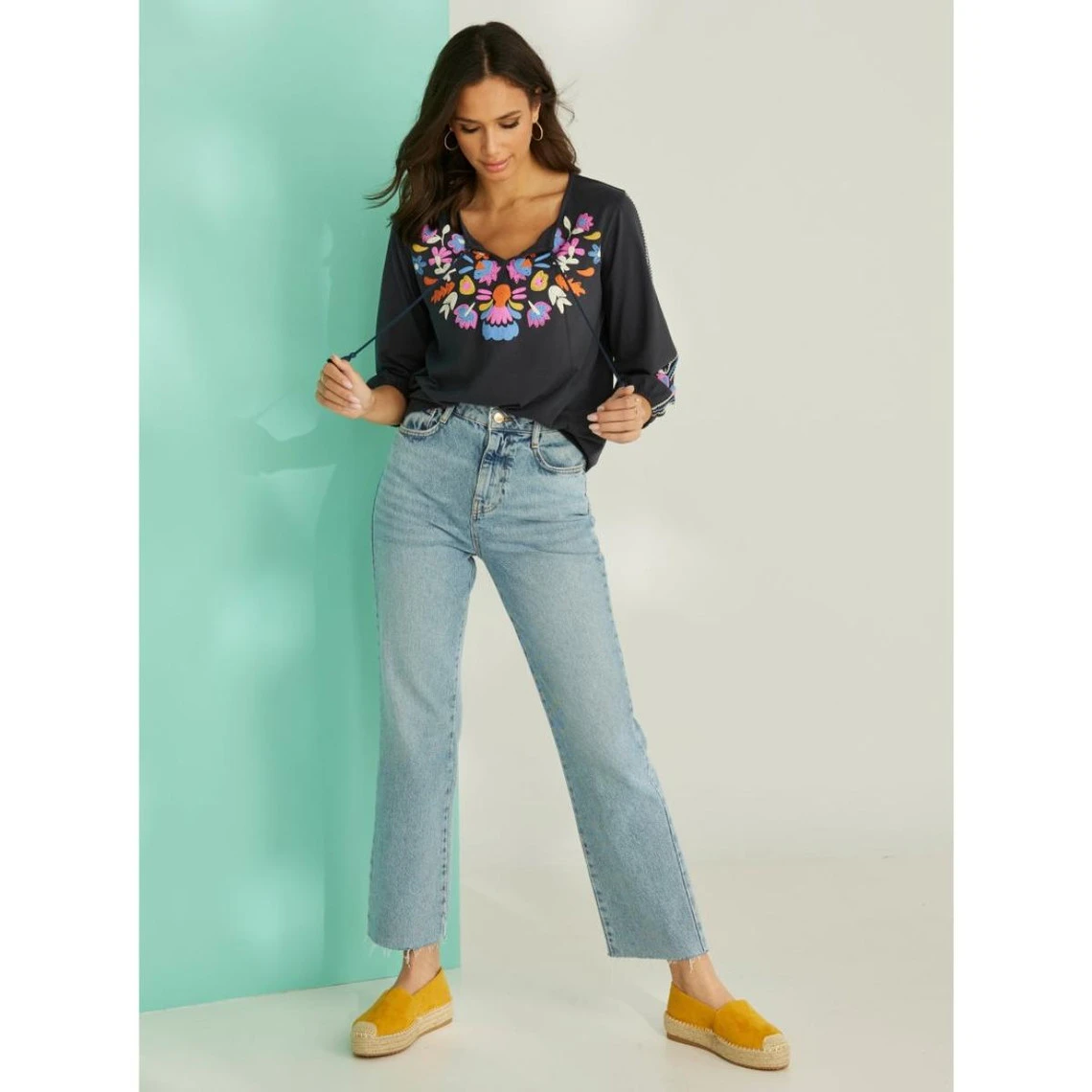 Chemise Manches 3/4 Avec Imprimé Imitation Broderie | 3 SUISSES – Image 2