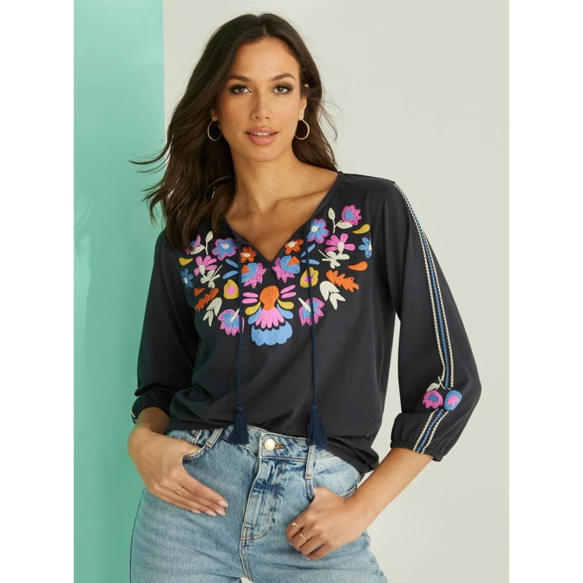 Chemise Manches 3/4 Avec Imprimé Imitation Broderie | 3 SUISSES – Image 3