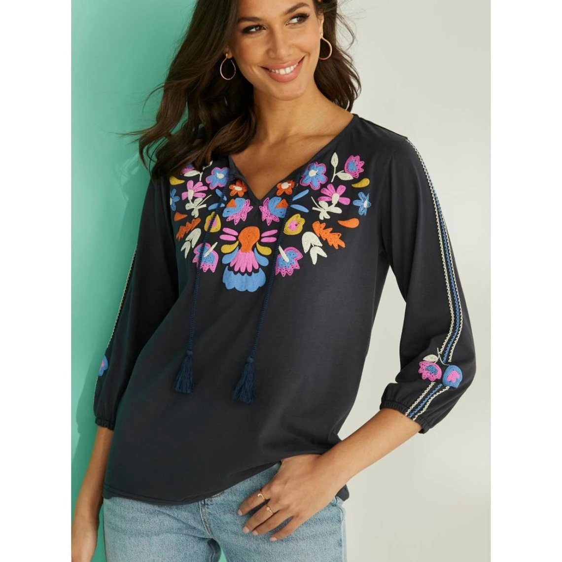 Chemise Manches 3/4 Avec Imprimé Imitation Broderie | 3 SUISSES – Image 4