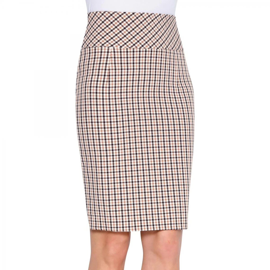 Jupe à Carreaux Coupe Crayon Fente Dos Femme - Carreaux Noir | 3 SUISSES – Image 2