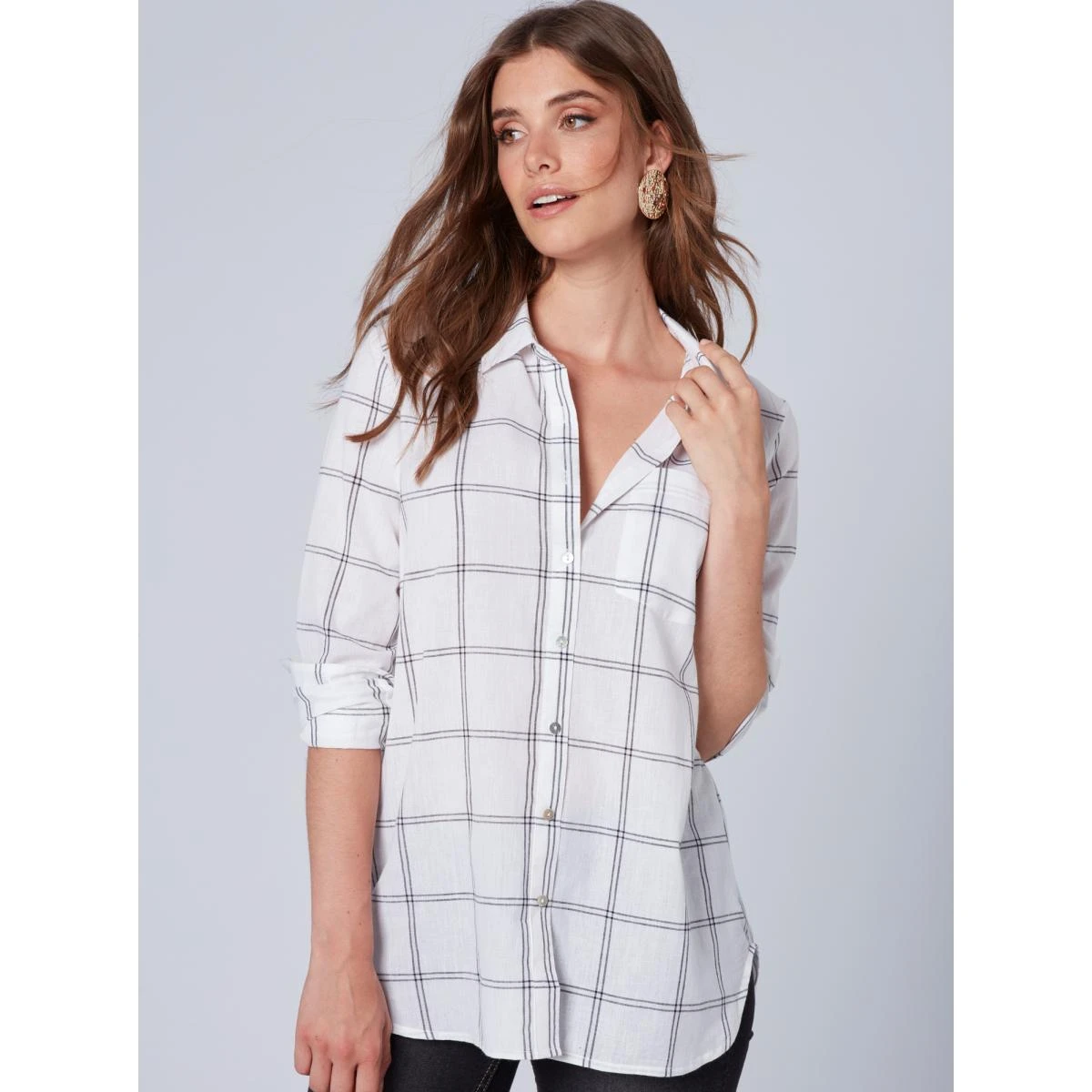Chemise à Carreaux Tissée Avec Poche | Chemise 3 SUISSES – Image 4