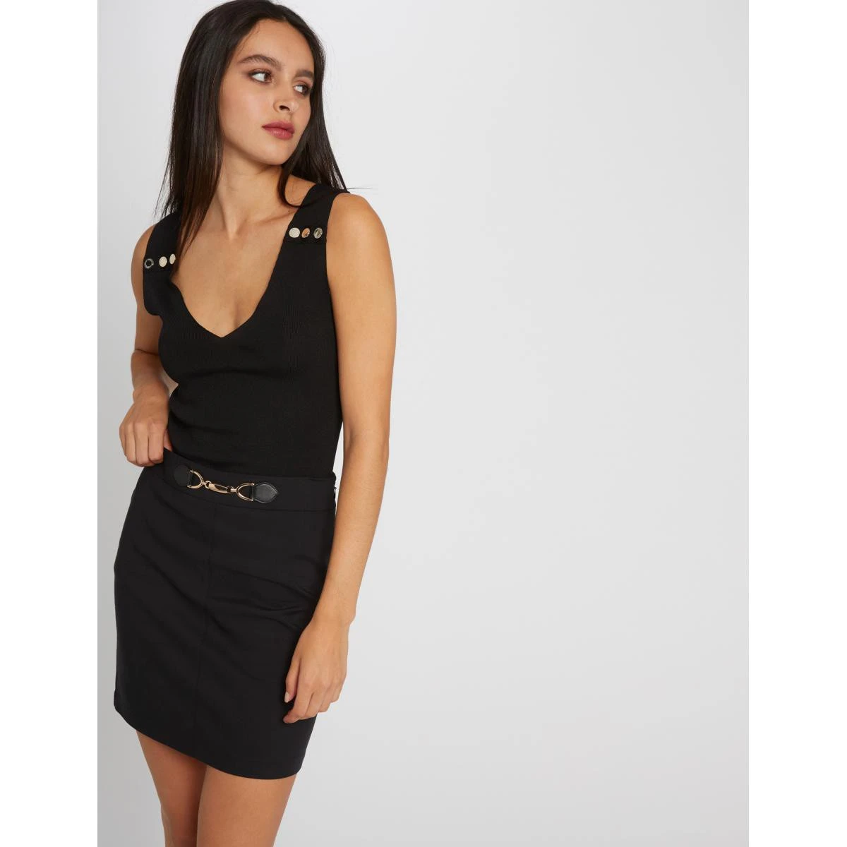 MORGAN Jupe Ajustée Taille Haute à Ornement | Jupe Courte 3 SUISSES