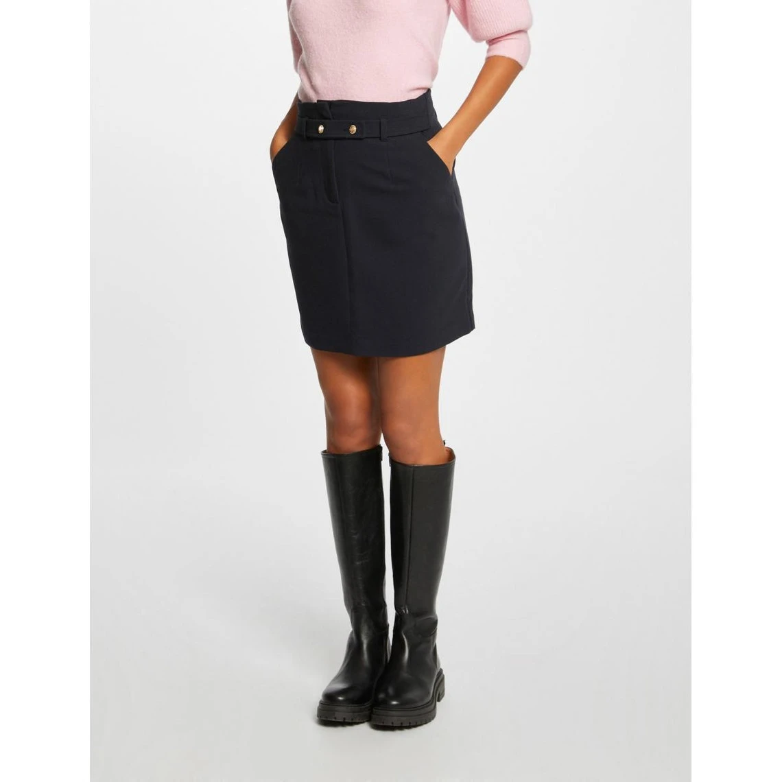 MORGAN Jupe City Droite Taille Haute MARINE | 3 SUISSES