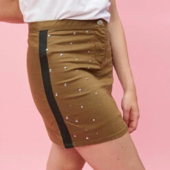 Jupe Courte Rubans Et Perles Fantaisie Sur Les Côtés Femme - Vert | 3 SUISSES