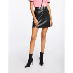 MORGAN Jupe Droite Simili Cuir Avec Clous | 3 SUISSES
