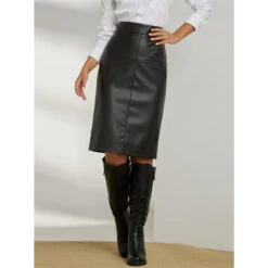 Jupe En Simili-cuir Avec Fente Au Dos | 3 SUISSES