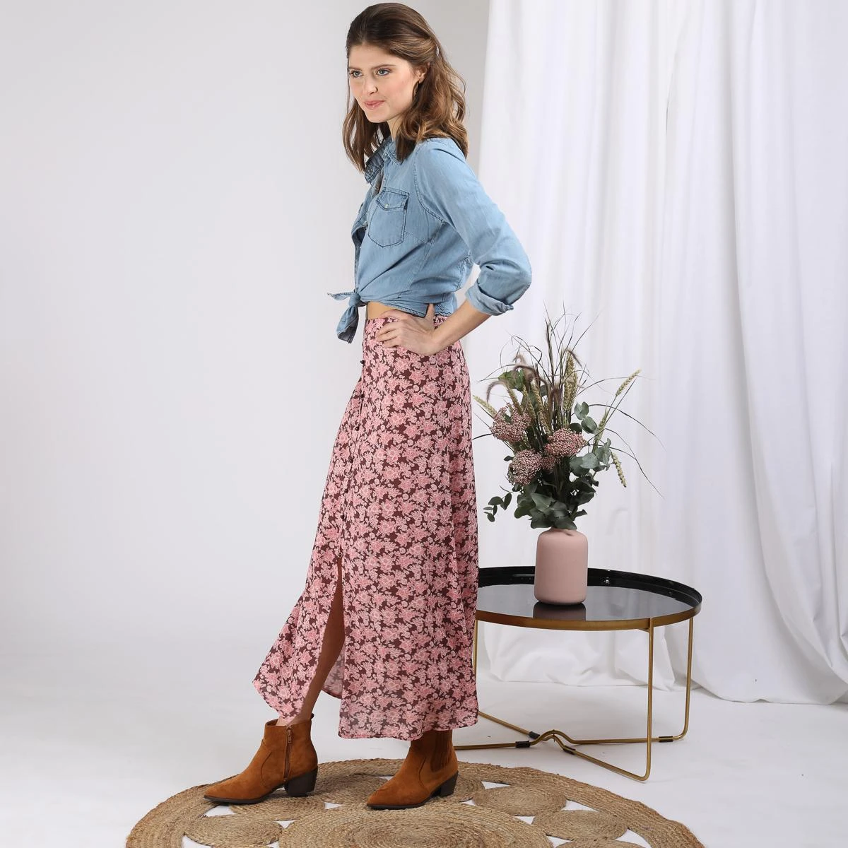 Jupe Longue Boutonnée Amy Réédition | Jupe Mi-longue 3 SUISSES