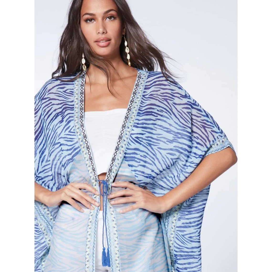 Kimono Imprimé Avec Patte De Boutonnage Et Glands | 3 SUISSES