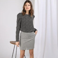 Mini Jupe En Pieds De Poule Mariane | Jupe Courte 3 SUISSES