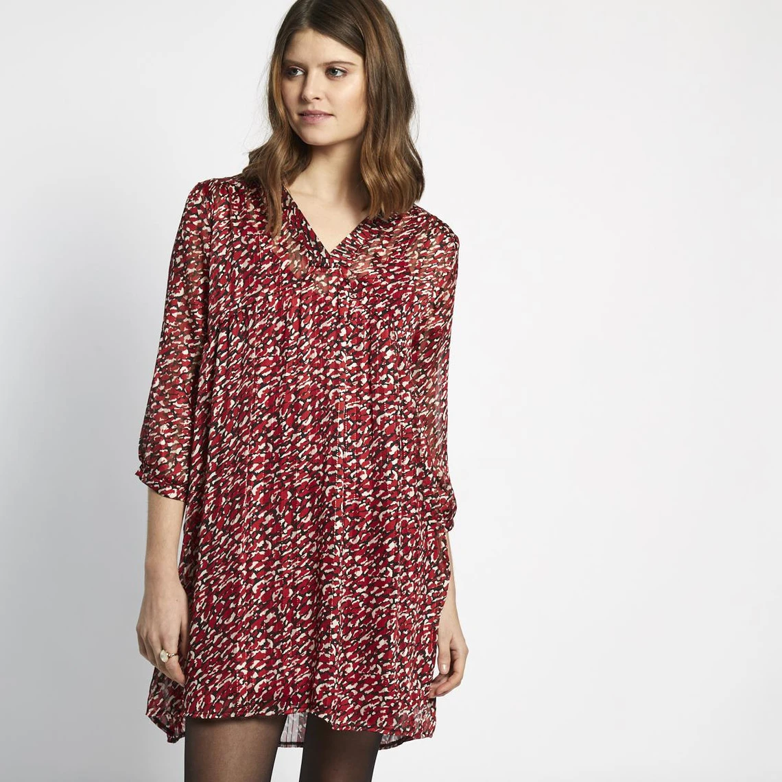 Robe Col V Imprimée Léopard Dora | Robe Courte 3 SUISSES