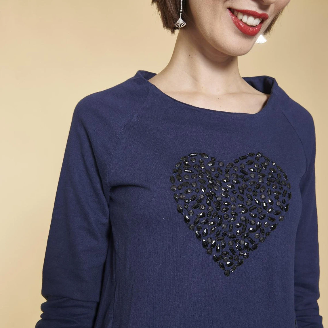 Robe Courte Cintrée Manches 3/4 Bas Côtelé Et Poches Femme - Bleu Indigo | 3 SUISSES – Image 3