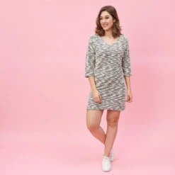 Robe Courte Manches 3/4 Raglan Cintrée Femme - Gris | 3 SUISSES