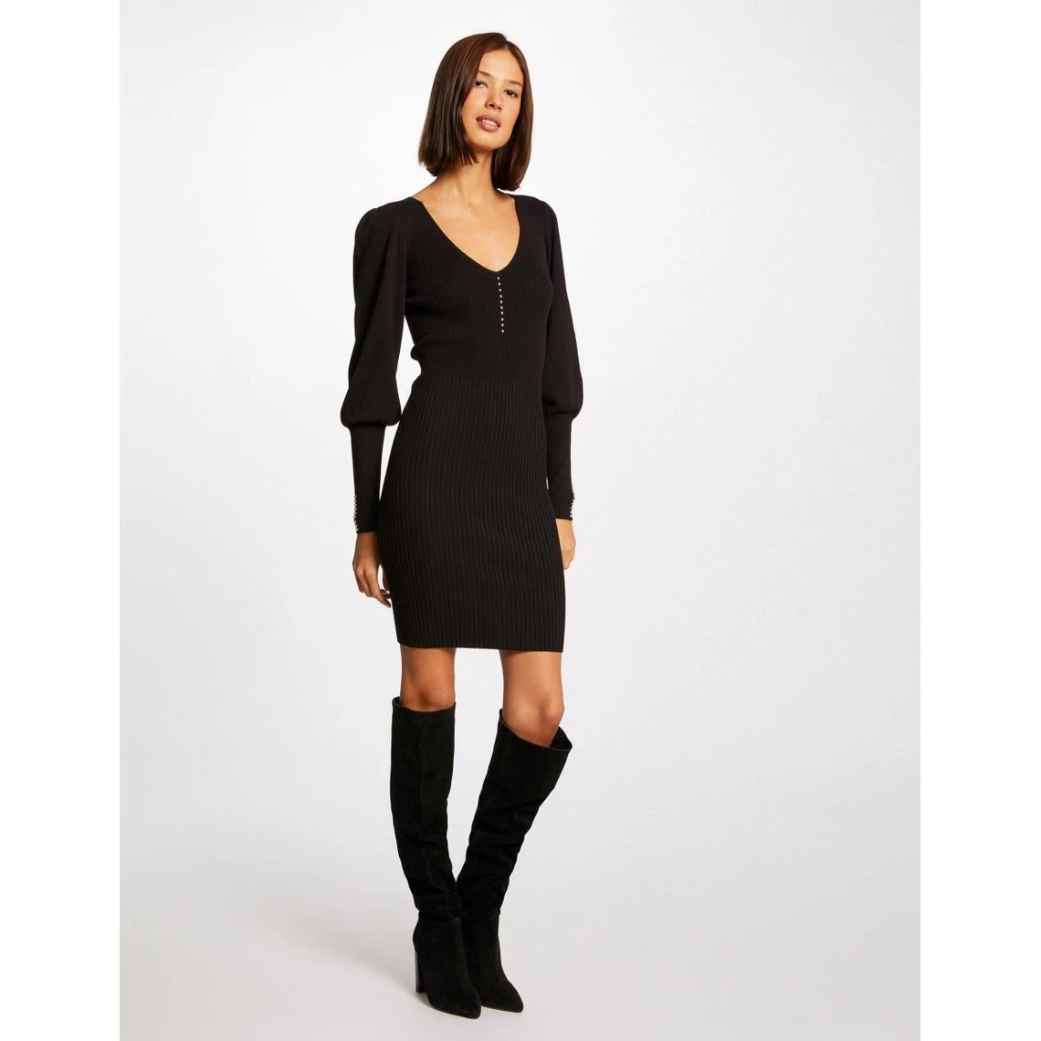 MORGAN Robe Pull Ajustée Avec Col En V | 3 SUISSES – Image 2