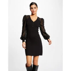 MORGAN Robe Pull Ajustée Manches En Dentelle | 3 SUISSES