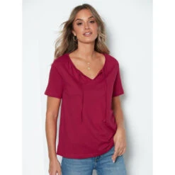 T-shirt à Manches Courtes Avec Encolure Froncée | 3 SUISSES