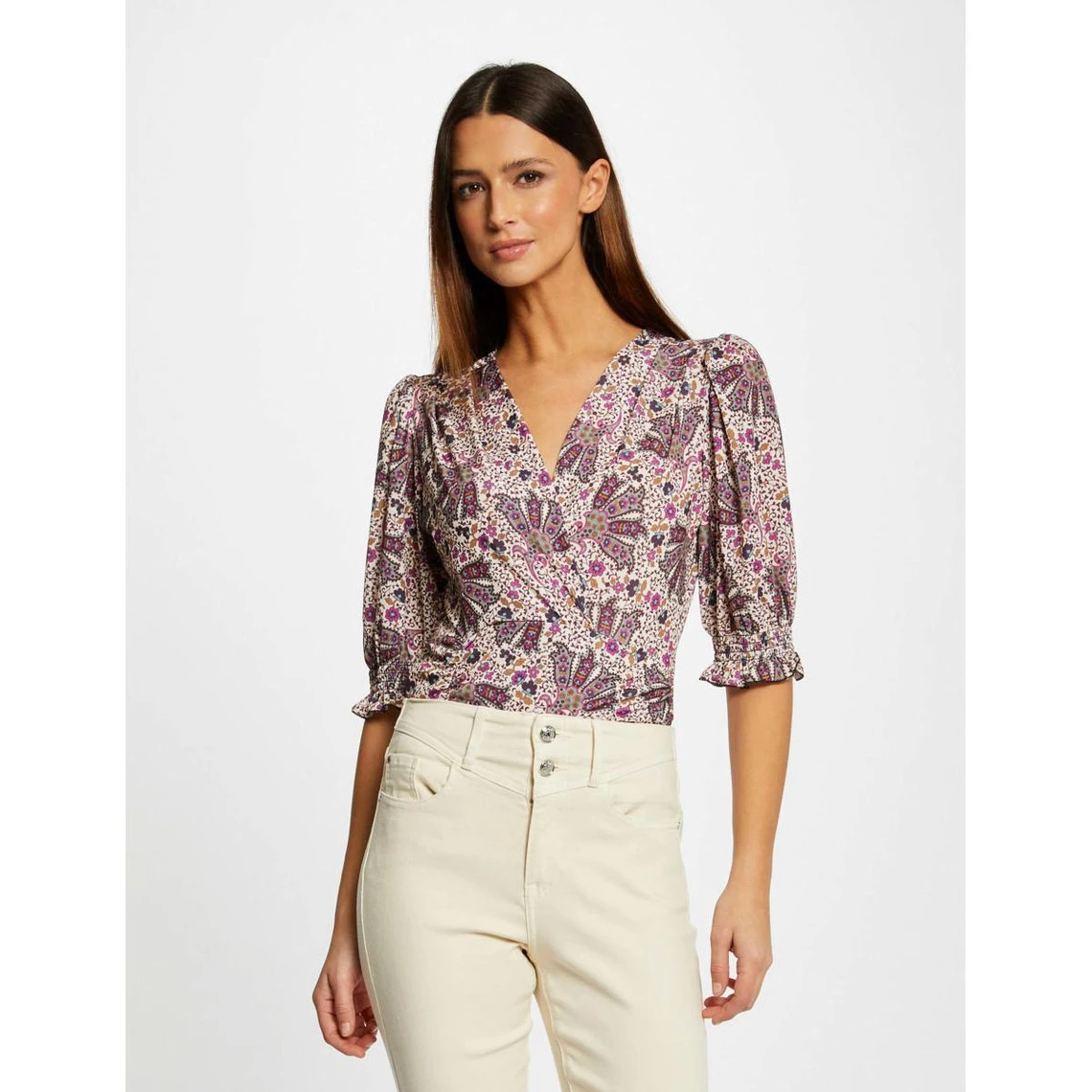 MORGAN T-shirt Manches 3/4 Imprimé Végétal | 3 SUISSES