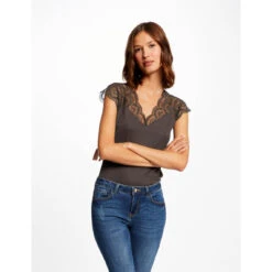 MORGAN T-shirt Manches Courtes à Dentelle | 3 SUISSES