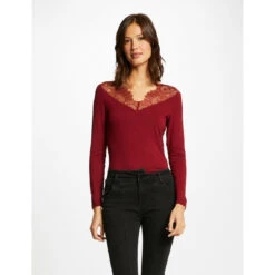 MORGAN T-shirt Manches Longues Col En Dentelle | 3 SUISSES