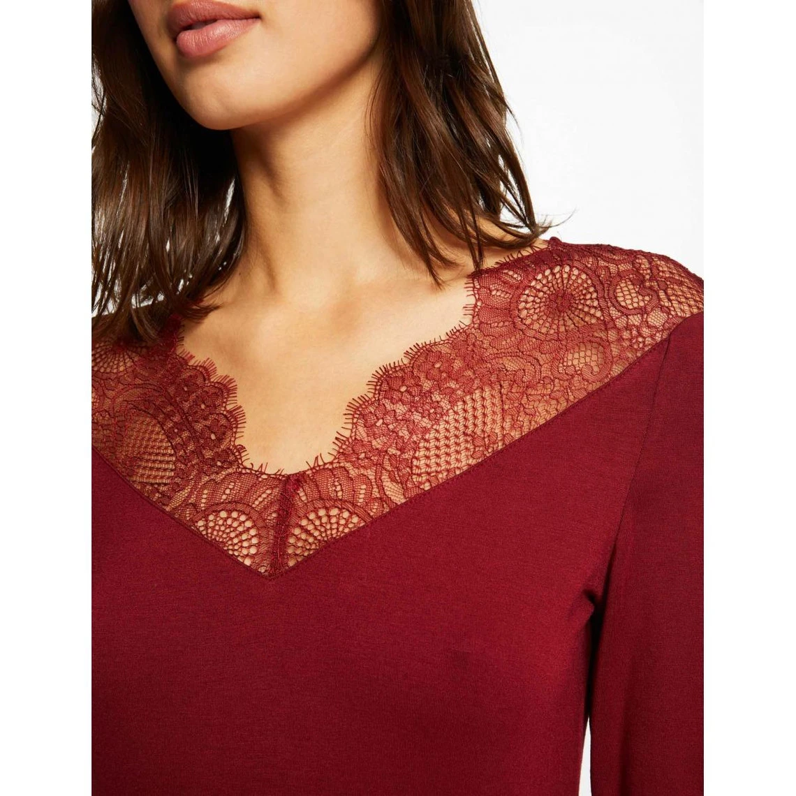 MORGAN T-shirt Manches Longues Col En Dentelle | 3 SUISSES – Image 4