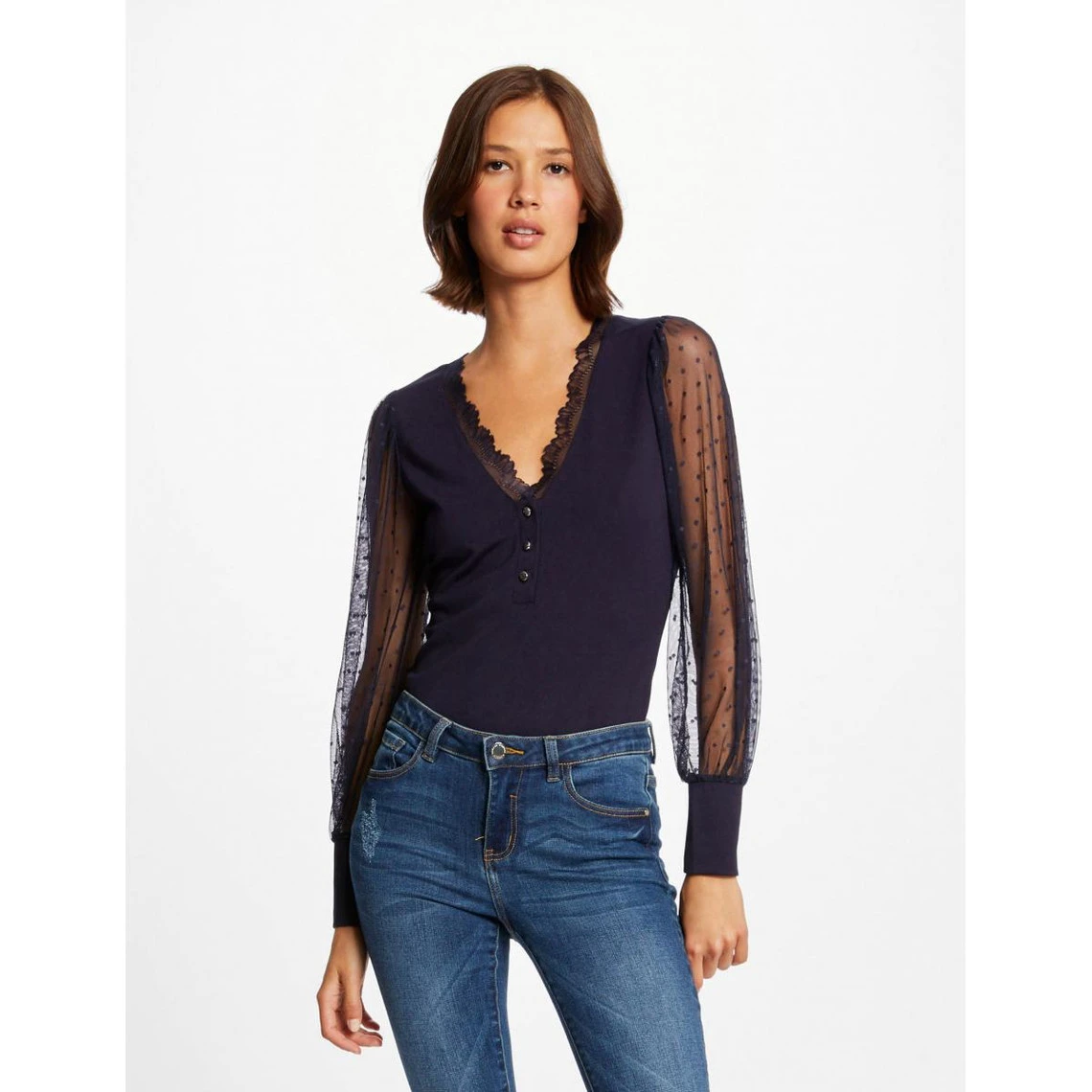 MORGAN T-shirt Manches Longues En Plumetis | 3 SUISSES