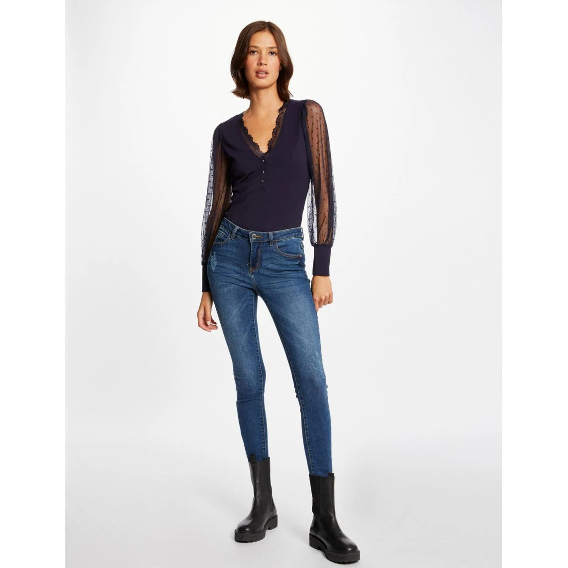 MORGAN T-shirt Manches Longues En Plumetis | 3 SUISSES – Image 2