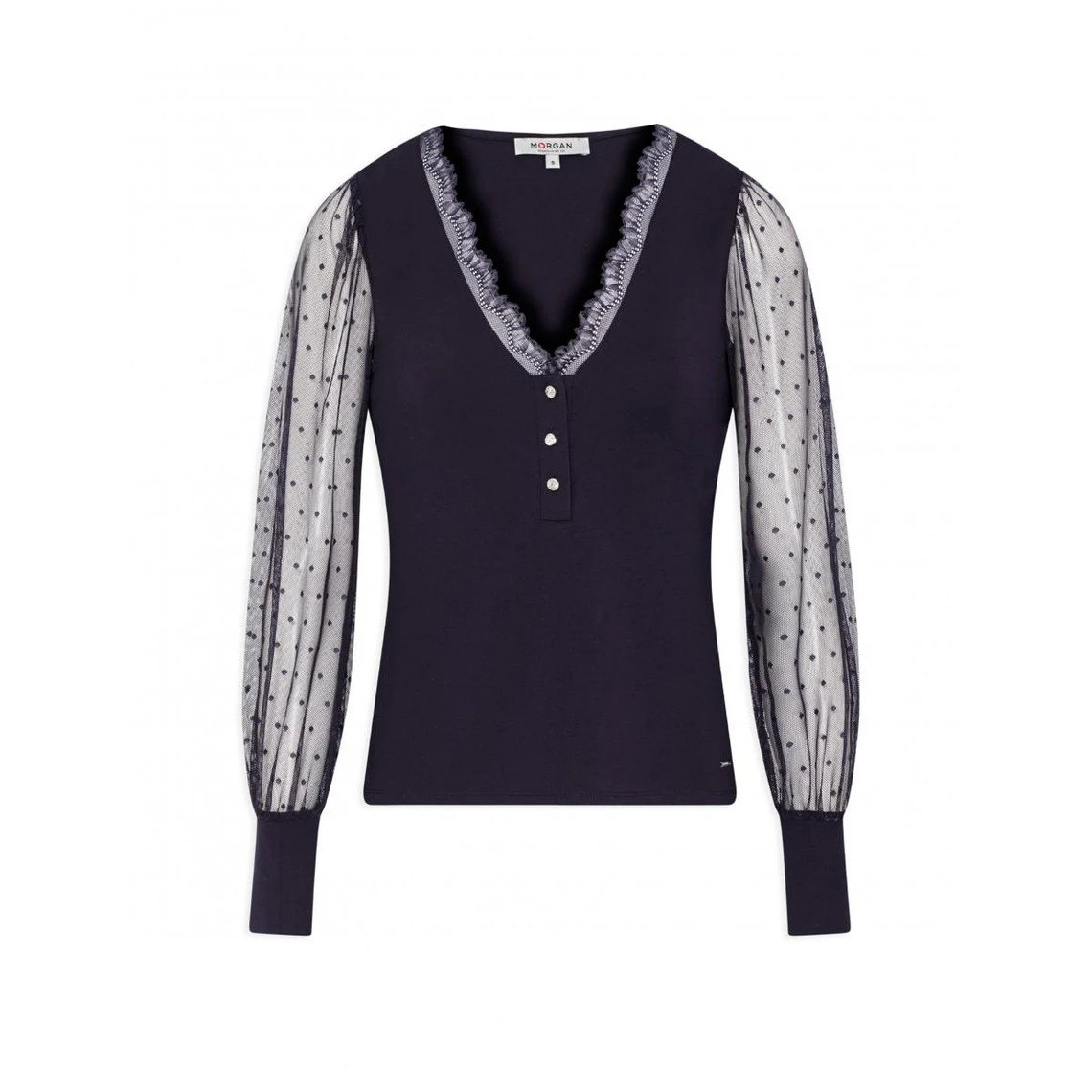 MORGAN T-shirt Manches Longues En Plumetis | 3 SUISSES – Image 3