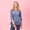 Tee-shirt Manches Longues Ajustables Dentelle Et Fronces Femme - Bleu | 3 SUISSES
