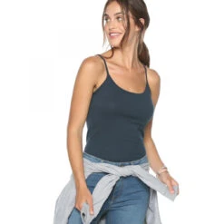 Tee-shirt Uni à Bretelles Maille élastique Femme Bleu Marine | 3 SUISSES