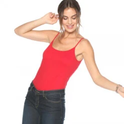 Tee-shirt Uni à Bretelles Maille élastique Femme Rouge | 3 SUISSES