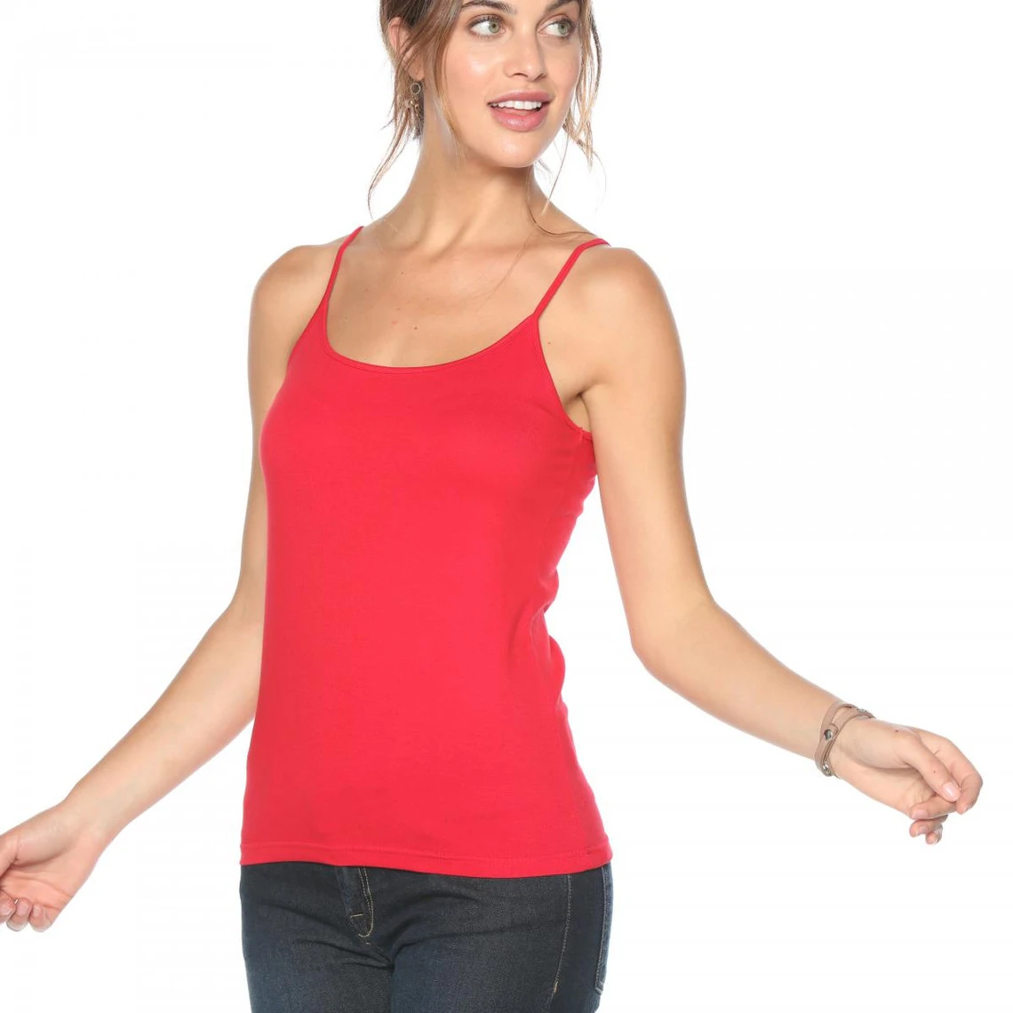 Tee-shirt Uni à Bretelles Maille élastique Femme Rouge | 3 SUISSES – Image 2