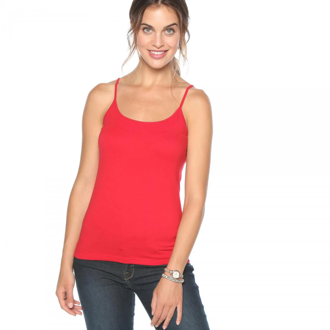 Tee-shirt Uni à Bretelles Maille élastique Femme Rouge | 3 SUISSES – Image 3