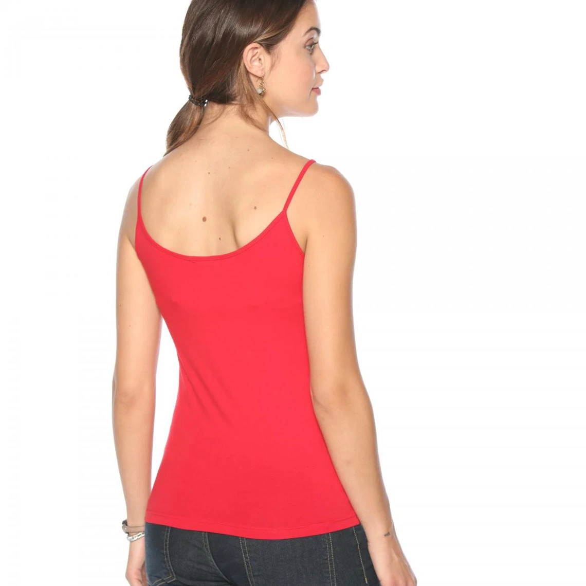 Tee-shirt Uni à Bretelles Maille élastique Femme Rouge | 3 SUISSES – Image 4