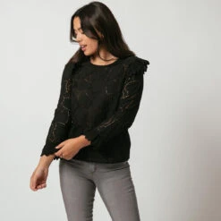 Top Broderie Anglaise Brune | Blouse 3 SUISSES