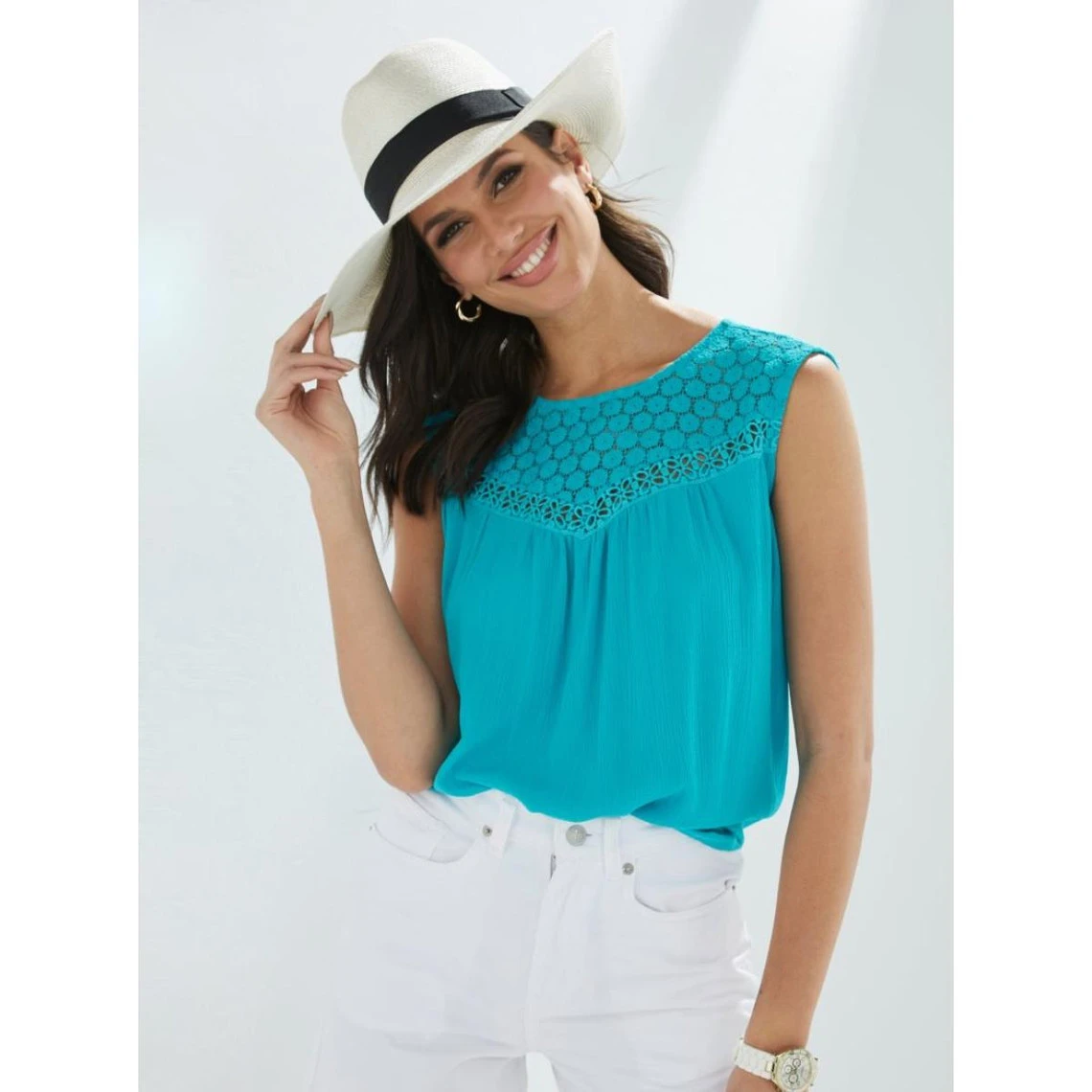 Top Sans Manches Avec Empiècement En Guipure | 3 SUISSES